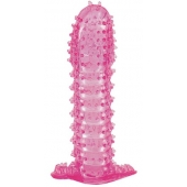 Гелевая розовая насадка с шипами - 12 см. - Toyfa Basic - в Омске купить с доставкой