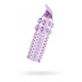 Гелевая фиолетовая насадка с шариками, шипами и усиком - 11 см. - Toyfa Basic - в Омске купить с доставкой