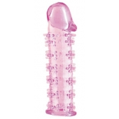 Гелевая розовая насадка на фаллос с шипами - 12 см. - Toyfa Basic - в Омске купить с доставкой