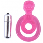 Розовая вибронасадка со стимулятор клитора   Язычок - Toyfa Basic - в Омске купить с доставкой