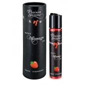 Массажное масло с ароматом клубники Huile de Massage Gourmande Fraise des Bois - 59 мл. - Plaisir Secret - купить с доставкой в Омске