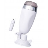 Мастурбатор-вагина в белой колбе с присоской и встраиваемой вибропулей - A-toys - в Омске купить с доставкой