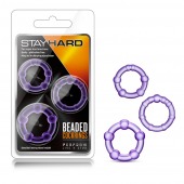 Набор из 3 фиолетовых эрекционных колец Stay Hard Beaded Cockrings - Blush Novelties - в Омске купить с доставкой