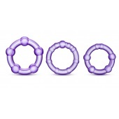 Набор из 3 фиолетовых эрекционных колец Stay Hard Beaded Cockrings - Blush Novelties - в Омске купить с доставкой