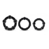 Набор из 3 чёрных эрекционных колец Stay Hard Beaded Cockrings - Blush Novelties - в Омске купить с доставкой