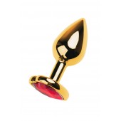 Золотистая анальная пробка с кристаллом-сердцем - 7,5 см. - ToyFa - купить с доставкой в Омске