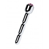 Серебристый уретральный плаг со стразом - 7 см. - ToyFa - купить с доставкой в Омске