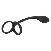 Эрекционное кольцо с утяжкой на мошонку и анальным плаг Black Velvets - Orion - в Омске купить с доставкой