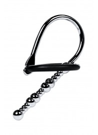 Серебристый уретральный плаг-бусины TOYFA Metal с мягким фиксириющим кольцом - ToyFa - купить с доставкой в Омске