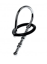 Серебристый уретральный плаг-бусины TOYFA Metal с мягким фиксириющим кольцом - ToyFa - купить с доставкой в Омске