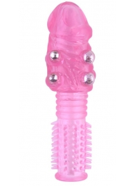 Стимулирующая розовая насадка с шишечками и шипами - 13,5 см. - Toyfa Basic - в Омске купить с доставкой