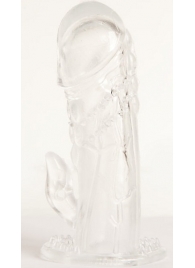 Прозрачная гелевая насадка с клиторальным отростком - 13 см. - Toyfa Basic - в Омске купить с доставкой