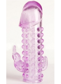 Закрытая фиолетовая насадка с 2 отростками - 13 см. - Toyfa Basic - в Омске купить с доставкой