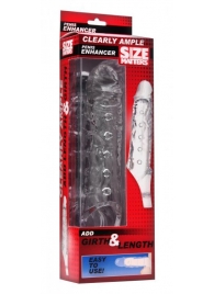 Прозразная закрытая насадка на пенис с поддержкой мошонки Clearly Ample Penis Enhancer - 22 см. - XR Brands - в Омске купить с доставкой