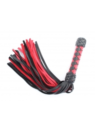 Черно-красная клеть с плетеной ручкой с ромбовидным узором - 45 см. - БДСМ Арсенал - купить с доставкой в Омске