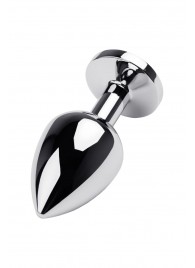 Серебристая коническая анальная пробка с красным кристаллом - 8 см. - ToyFa - купить с доставкой в Омске