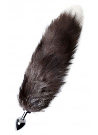 Серебристая металлическая анальная втулка с хвостом чернобурой лисы - размер S - ToyFa - купить с доставкой в Омске