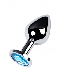 Серебристая конусовидная анальная пробка с голубым кристаллом - 8 см. - ToyFa - купить с доставкой в Омске