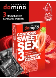 Презервативы для орального секса DOMINO Sweet Sex с ароматом клубничного коктейля  - 3 шт. - Domino - купить с доставкой в Омске