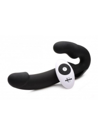 Черный безремневой страпон Urge Silicone Strap On с пультом ДУ - 24 см. - XR Brands - купить с доставкой в Омске