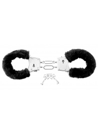 Меховые чёрные наручники Beginner s Furry Cuffs - Pipedream - купить с доставкой в Омске