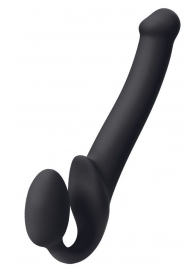 Черный безремневой страпон Silicone Bendable Strap-On M - Strap-on-me - купить с доставкой в Омске
