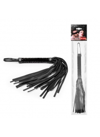 Черная гладкая плеть-флоггер с ручкой - 40 см. - Notabu - купить с доставкой в Омске
