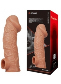 Телесная насадка на фаллос с отверстием для мошонки EXTREME SLEEVE - 17,6 см. - KOKOS - в Омске купить с доставкой