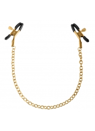 Чёрные с золотом зажимы на соски Gold Chain Nipple Clamps - Pipedream - купить с доставкой в Омске