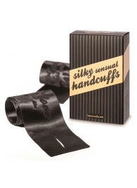 Черные ленты для связывания SILKY SENSUAL HANDCUFFS - Bijoux Indiscrets - купить с доставкой в Омске