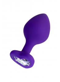 Фиолетовая анальная втулка Diamond Heart с прозрачным кристаллом - 8 см. - ToyFa - купить с доставкой в Омске