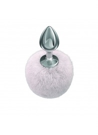 Серебристая анальная пробка с белым пушистым хвостиком Twinkle - Lola Games - купить с доставкой в Омске