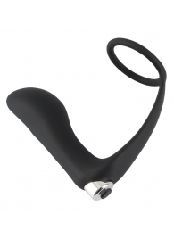 Черное эрекционное кольцо с анальной вибропробкой Vibrating Ring   Plug - Orion - в Омске купить с доставкой