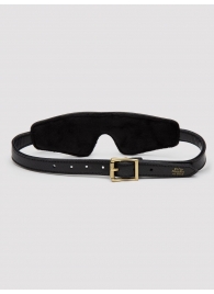 Черная плотная маска на глаза Bound to You Faux Leather Blindfold - Fifty Shades of Grey - купить с доставкой в Омске
