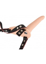 Телесный поясной страпон с вибрацией Vibrating Strap-On - 15,7 см. - Orion - купить с доставкой в Омске