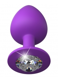 Фиолетовая анальная пробка со стразом Her Little Gem Large Plug - 9,5 см. - Pipedream - купить с доставкой в Омске