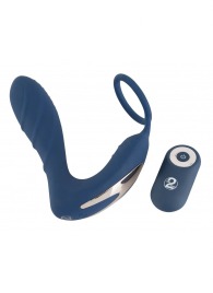 Синий вибростимулятор простаты с кольцом - 14,5 см. - Orion - в Омске купить с доставкой