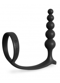 Черная анальная цепочка с эрекционным кольцом Ass-gasm Cockring Anal Beads - Pipedream - в Омске купить с доставкой