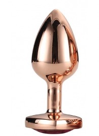 Золотистая анальная втулка с кристаллом-сердечком розового цвета - 7,1 см. - Dream Toys - купить с доставкой в Омске