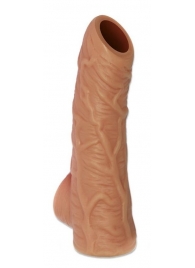 Телесная открытая насадка-реалистик с подхватом мошонки Nude Sleeve M - 12 см. - KOKOS - в Омске купить с доставкой