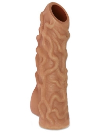 Телесная насадка с венками и открытой головкой Nude Sleeve L - 14 см. - KOKOS - в Омске купить с доставкой