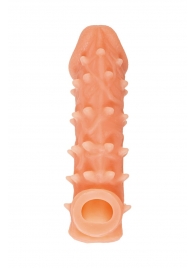 Телесная закрытая насадка с пупырышками Cock Sleeve Size L - 17,6 см. - KOKOS - в Омске купить с доставкой