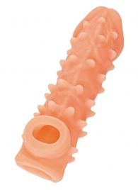 Телесная закрытая насадка с пупырышками Cock Sleeve Size L - 17,6 см. - KOKOS - в Омске купить с доставкой