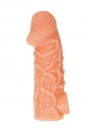 Телесная закрытая насадка с венками Cock Sleeve Size L - 17,6 см. - KOKOS - в Омске купить с доставкой