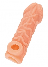 Телесная закрытая насадка с венками Cock Sleeve Size L - 17,6 см. - KOKOS - в Омске купить с доставкой