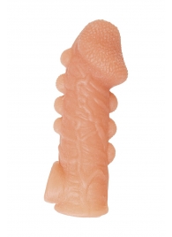 Телесная закрытая насадка с шишечками Cock Sleeve Size M - 15,6 см. - KOKOS - в Омске купить с доставкой