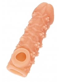 Телесная закрытая насадка с пучками шишечек Cock Sleeve Size L - 17,6 см. - KOKOS - в Омске купить с доставкой