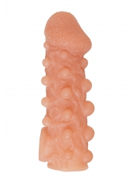 Телесная закрытая насадка с шариками Cock Sleeve Size L - 17,6 см. - KOKOS - в Омске купить с доставкой