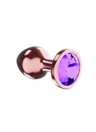 Пробка цвета розового золота с фиолетовым кристаллом Diamond Amethyst Shine S - 7,2 см. - Lola Games - купить с доставкой в Омске