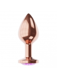Пробка цвета розового золота с фиолетовым кристаллом Diamond Amethyst Shine S - 7,2 см. - Lola Games - купить с доставкой в Омске